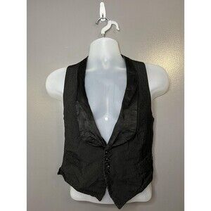 Tuxedo Suit Vest Waistcoat Mens Medium Black Shawl Lapel 4 Button Formal Belted